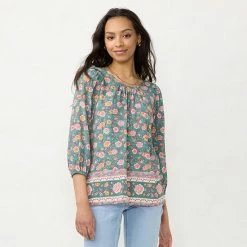 Petite LC Lauren Conrad Flowy Puff Sleeve Top Watercolor Floral -LC Lauren Conrad Shop unnamed file 1574