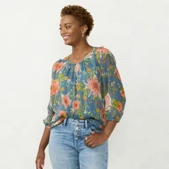 Petite LC Lauren Conrad Flowy Puff Sleeve Top Watercolor Floral -LC Lauren Conrad Shop unnamed file 1578