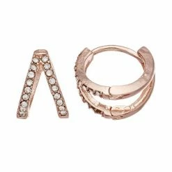 LC Lauren Conrad Split Nickel Free Huggie Hoop Earrings Rose Gold Tone -LC Lauren Conrad Shop unnamed file 1585