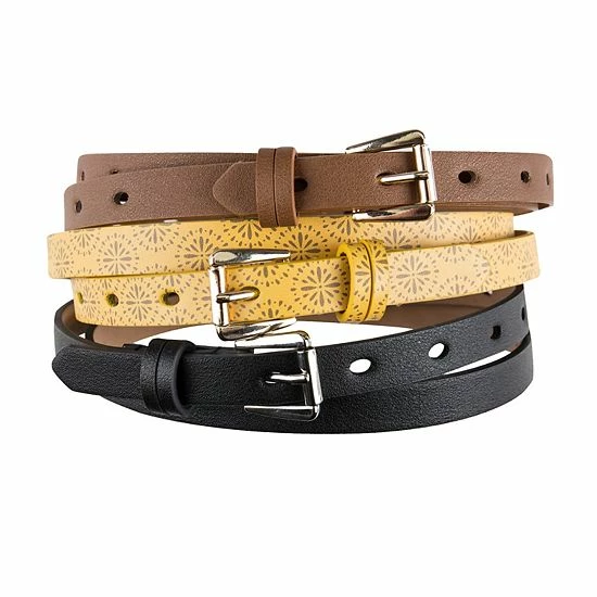 LC Lauren Conrad Skinny Perforated & Solid Casual Belt 3-Pack 1 LC Lauren Conrad Skinny Perforated & Solid Casual Belt 3-Pack
