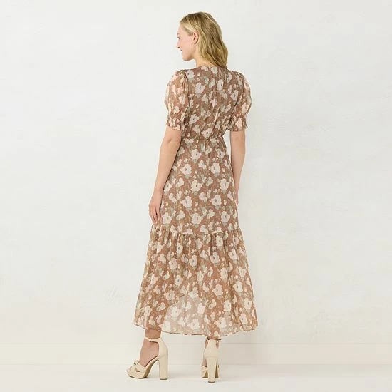 Women's LC Lauren Conrad High Low Wrap Maxi Dress Lumi Blooms Mocha 2 Women's LC Lauren Conrad High Low Wrap Maxi Dress Lumi Blooms Mocha - Image 2