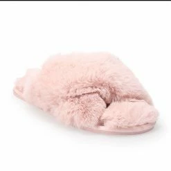 Women's LC Lauren Conrad Cross Faux Fur Slide Slippers Pink