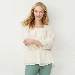 Petite LC Lauren Conrad Squareneck Peasant Top Bonita Peach -LC Lauren Conrad Shop unnamed file 1666