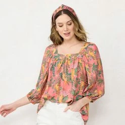 Petite LC Lauren Conrad Squareneck Peasant Top Bonita Peach -LC Lauren Conrad Shop unnamed file 1667
