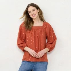 Petite LC Lauren Conrad Squareneck Peasant Top Bonita Peach -LC Lauren Conrad Shop unnamed file 1669