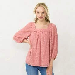 Petite LC Lauren Conrad Squareneck Peasant Top Bonita Peach -LC Lauren Conrad Shop unnamed file 1671