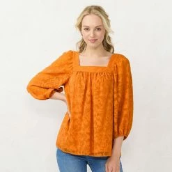 Petite LC Lauren Conrad Squareneck Peasant Top Bonita Peach -LC Lauren Conrad Shop unnamed file 1672