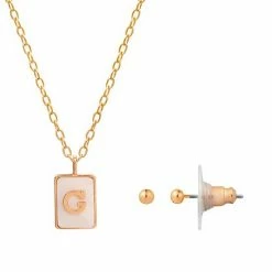 LC Lauren Conrad "Letter" Dog Tag Nickel Free Earring & Necklace Set Gold Tone S -LC Lauren Conrad Shop unnamed file 1716
