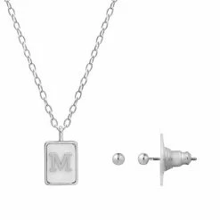 LC Lauren Conrad "Letter" Dog Tag Nickel Free Earring & Necklace Set Gold Tone S -LC Lauren Conrad Shop unnamed file 1719