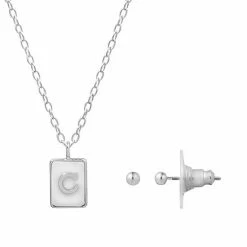 LC Lauren Conrad "Letter" Dog Tag Nickel Free Earring & Necklace Set Gold Tone S -LC Lauren Conrad Shop unnamed file 1723