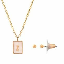 LC Lauren Conrad "Letter" Dog Tag Nickel Free Earring & Necklace Set Gold Tone S -LC Lauren Conrad Shop unnamed file 1729