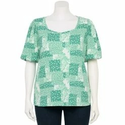 Plus Size LC Lauren Conrad Bubble Sleeve Sweetheart Neck Tee Navy