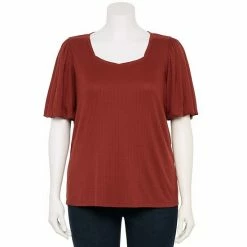 Plus Size LC Lauren Conrad Bubble Sleeve Sweetheart Neck Tee Navy -LC Lauren Conrad Shop unnamed file 1740