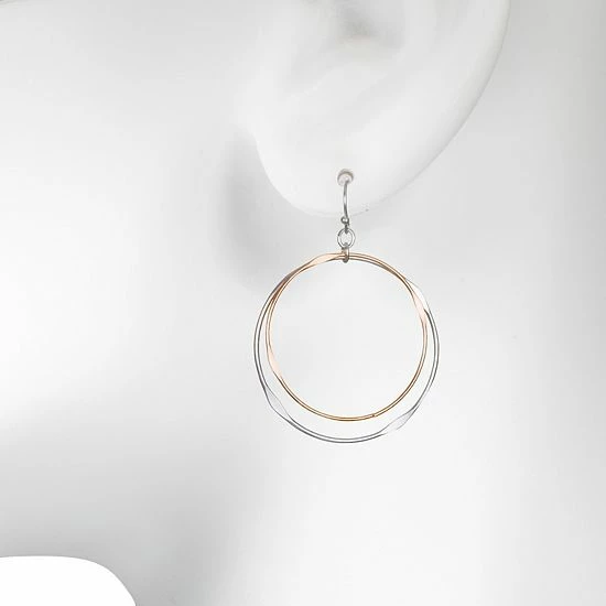 LC Lauren Conrad Two Tone Hoop Nickel Free Drop Earrings 2 LC Lauren Conrad Two Tone Hoop Nickel Free Drop Earrings - Image 2