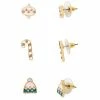 LC Lauren Conrad Gold Tone Christmas Icons 3-Pack Stud Earrings Set