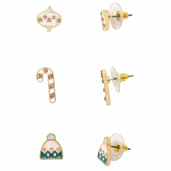 LC Lauren Conrad Gold Tone Christmas Icons 3-Pack Stud Earrings Set 1 LC Lauren Conrad Gold Tone Christmas Icons 3-Pack Stud Earrings Set