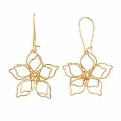 LC Lauren Conrad Gold Tone Open-Work Flower Drop Earrings