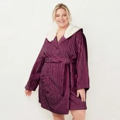 Plus Size LC Lauren Conrad Plush Hooded Wrap Robe Light Gray -LC Lauren Conrad Shop unnamed file 1775