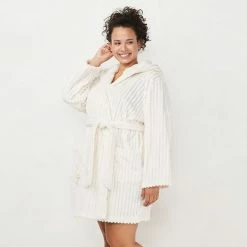 Plus Size LC Lauren Conrad Plush Hooded Wrap Robe Light Gray -LC Lauren Conrad Shop unnamed file 1777