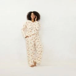 Plus Size LC Lauren Conrad Long Sleeve Henley Pajama Top & Pajama Pants Sleep Set Pink Winter Houses -LC Lauren Conrad Shop unnamed file 1789