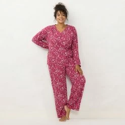 Plus Size LC Lauren Conrad Long Sleeve Henley Pajama Top & Pajama Pants Sleep Set Pink Winter Houses -LC Lauren Conrad Shop unnamed file 1792
