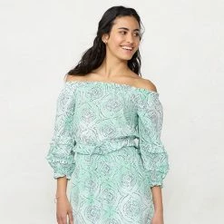 Women's LC Lauren Conrad Off-The-Shoulder Puff Sleeve Top Navy Daisies -LC Lauren Conrad Shop unnamed file 1800