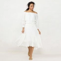 Women's LC Lauren Conrad Off-The-Shoulder Puff Sleeve Top Navy Daisies -LC Lauren Conrad Shop unnamed file 1801