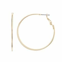 LC Lauren Conrad Classic Hammered Hoop Earrings Silver Tone