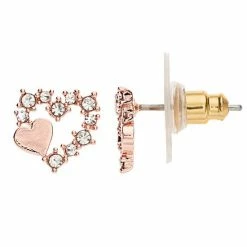 LC Lauren Conrad Simulated Crystal Heart Nickel Free Button Earrings Rose Gold Tone -LC Lauren Conrad Shop unnamed file 1811