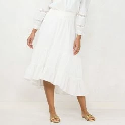 Women's LC Lauren Conrad Hi-Low Tier Skirt Stone White -LC Lauren Conrad Shop unnamed file 1818
