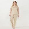 Plus Size LC Lauren Conrad Pajama Tank And Cuffed Pajama Pants Sleep Set Ivory Swirl