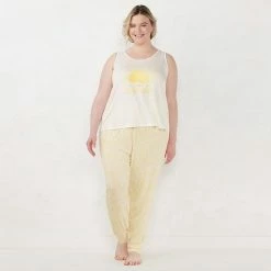 Plus Size LC Lauren Conrad Pajama Tank And Cuffed Pajama Pants Sleep Set Ivory Swirl -LC Lauren Conrad Shop unnamed file 1835