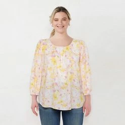 Plus Size LC Lauren Conrad Flowy Puff-Sleeve Popover Top Stone White -LC Lauren Conrad Shop unnamed file 1853
