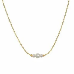 LC Lauren Conrad Triple Simulated Pearl Choker Necklace Gold Tone