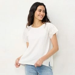 Petite LC Lauren Conrad Eyelet Flutter-Sleeve Top Wine Chalet -LC Lauren Conrad Shop unnamed file 1905