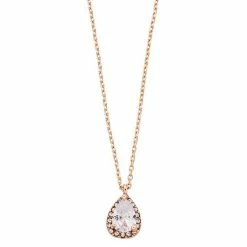 LC Lauren Conrad Simulated Crystal Teardrop Pendant Silver Tone