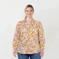 Plus Size LC Lauren Conrad Dolman Sleeve Button-Front Top Stone White -LC Lauren Conrad Shop unnamed file 1934
