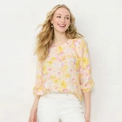 Women's LC Lauren Conrad Flowy Puff-Sleeve Top Aqua Gingham -LC Lauren Conrad Shop unnamed file 196