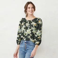 Women's LC Lauren Conrad Flowy Puff-Sleeve Top Aqua Gingham -LC Lauren Conrad Shop unnamed file 198