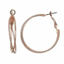 LC Lauren Conrad Criss-Cross Hoop Earrings Rose Gold Tone