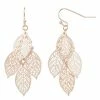 LC Lauren Conrad Rose Gold Tone Leaf Layer Nickel Free Drop Earrings