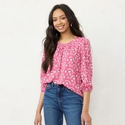 Women's LC Lauren Conrad Flowy Puff-Sleeve Top Aqua Gingham -LC Lauren Conrad Shop unnamed file 203