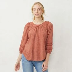 Women's LC Lauren Conrad Flowy Puff-Sleeve Top Aqua Gingham -LC Lauren Conrad Shop unnamed file 204