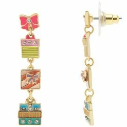 LC Lauren Conrad Gold Tone Crystal Holiday Gift Boxes Drop Earrings