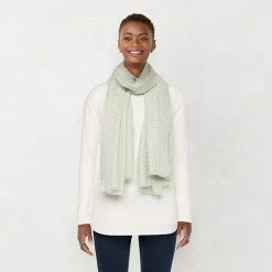 Women's LC Lauren Conrad Houndstooth Softy Scarf Soft Blue White -LC Lauren Conrad Shop unnamed file 2063