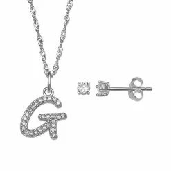 LC Lauren Conrad Sterling Silver Cubic Zirconia Stud Earrings & Initial Pendant Necklace Set -LC Lauren Conrad Shop unnamed file 2072