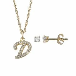 LC Lauren Conrad Sterling Silver Cubic Zirconia Stud Earrings & Initial Pendant Necklace Set -LC Lauren Conrad Shop unnamed file 2074