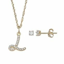 LC Lauren Conrad Sterling Silver Cubic Zirconia Stud Earrings & Initial Pendant Necklace Set -LC Lauren Conrad Shop unnamed file 2075