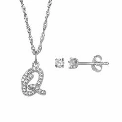 LC Lauren Conrad Sterling Silver Cubic Zirconia Stud Earrings & Initial Pendant Necklace Set -LC Lauren Conrad Shop unnamed file 2076