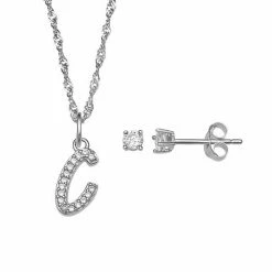 LC Lauren Conrad Sterling Silver Cubic Zirconia Stud Earrings & Initial Pendant Necklace Set -LC Lauren Conrad Shop unnamed file 2078